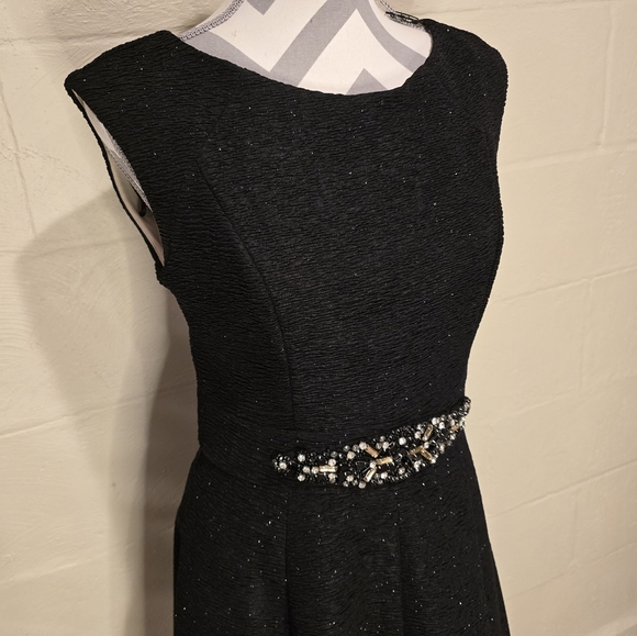 ELIZA J Embellished Sparkle Cocktail Fit & Flare Sleeveless Jeweled Dress BLK  8 - Picture 4 of 16